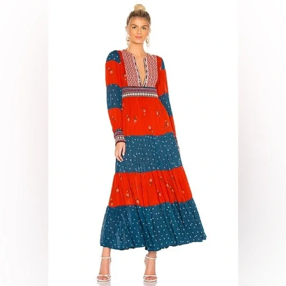 Free People x Revolve Starlight Printed Maxi Dress Rare Seen On Tori Spelling - Picture 4 of 13